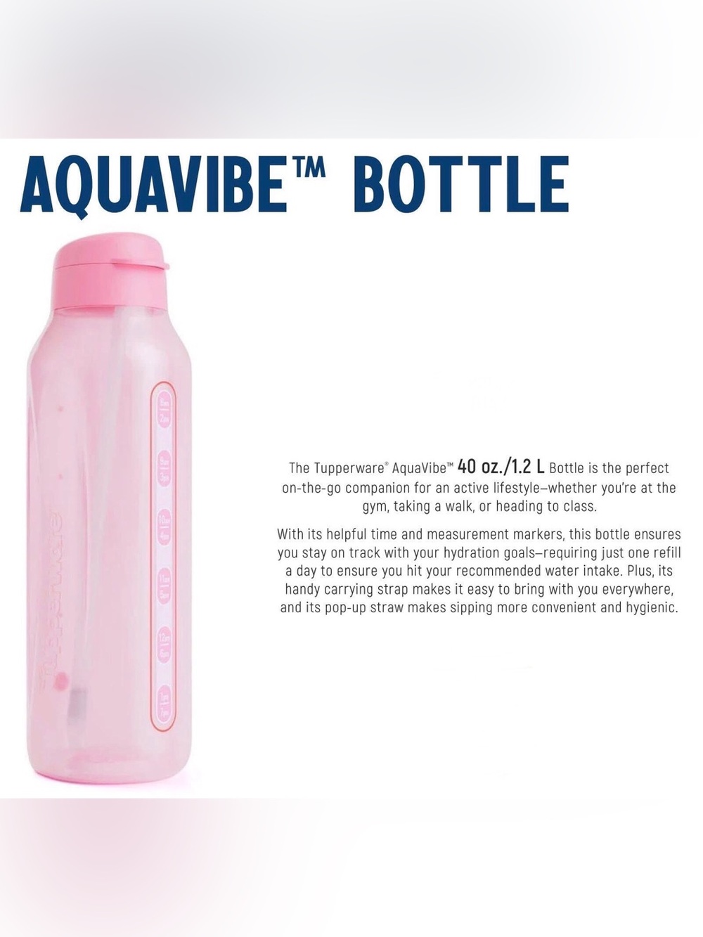 Tupperware AquaVibe™ 1.2L Hydration Bottle with Flip-Top Lid-Soft Candy